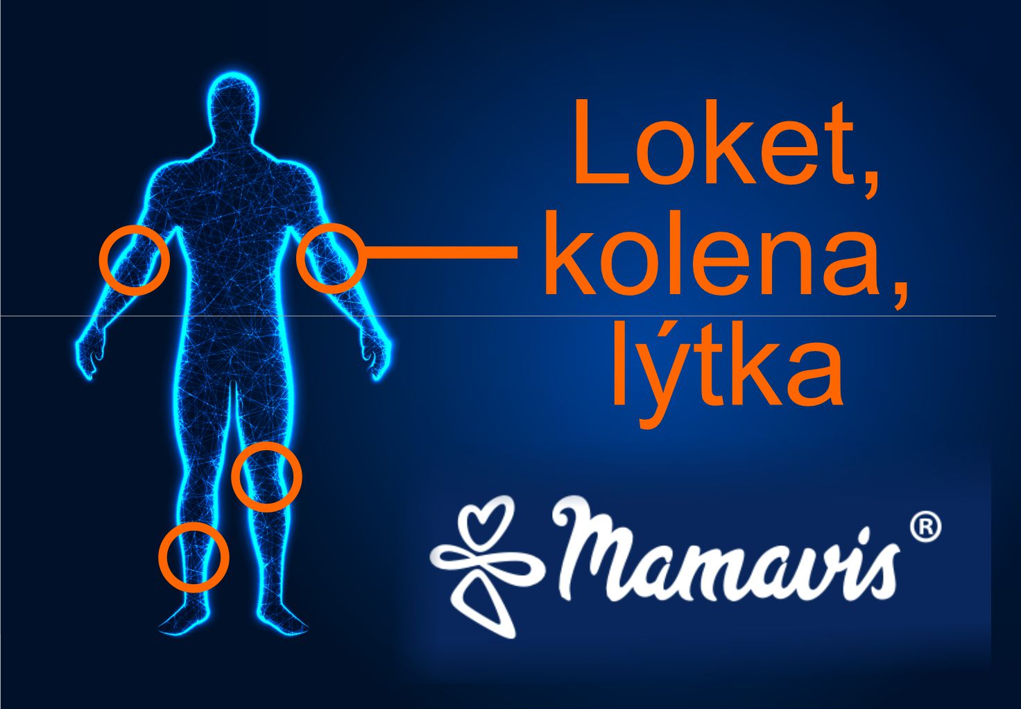 Loket, kolena, lýtka