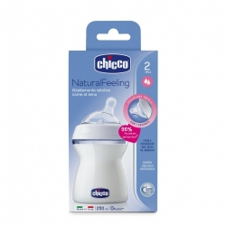 Kojenecká láhev CHICCO NATURAL FEELING silikonový dudlík 250ml od 2m+ střední průtok