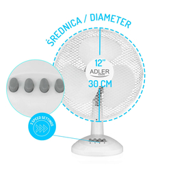 Stolní ventilátor 30 cm ADLER AD 7303 45W