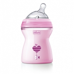 Kojenecká láhev CHICCO NATURAL FEELING 250ml od 2m+ růžová průtok střední