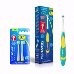 Visiomed Prosonic junior - Dětský sonický zubní kartáček (Od 3 let) + 2 náhradní koncovky