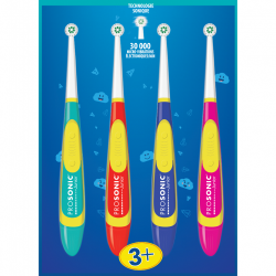 Visiomed Prosonic junior - Dětský sonický zubní kartáček (Od 3 let) + 2 náhradní koncovky
