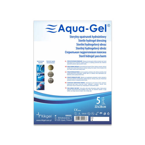 Aqua-Gel® hydrogel, 22 x 28 cm, 5 ks, krytí pro vlhké hojení ran a chronických ran