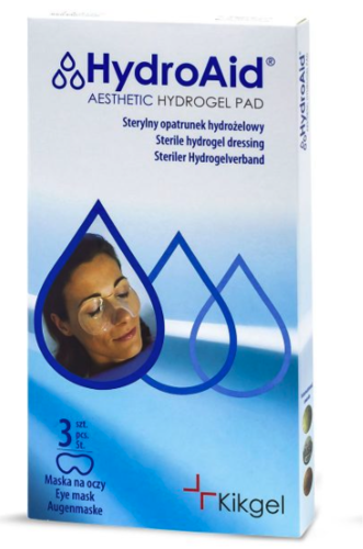 HydroAid® hydrogel, Oční maska, 3 ks, sterilní hydrogelové krytí pro estetickou medicínu a plastickou chirurgii