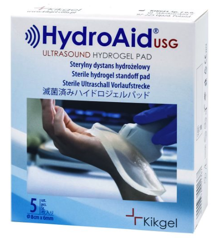 HydroAid USG® hydrogel, průměr 8 cm/6mm Sterilní hydrogelová distanční podložka sonografii
