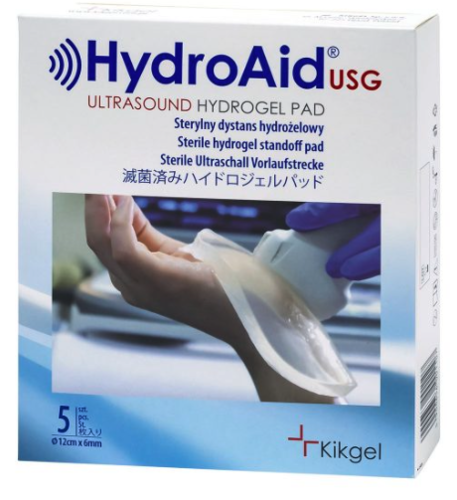 HydroAid USG® hydrogel, průměr 12 cm/6mm Sterilní hydrogelová distanční podložka sonografii